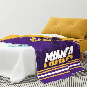 Custom Minnesota Vikings Art Player Stripes Pattern Fuzzy Blankets 4