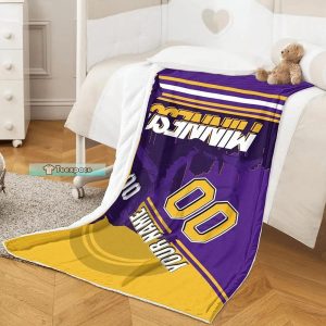 Custom Minnesota Vikings Art Player Stripes Pattern Fuzzy Blankets 5