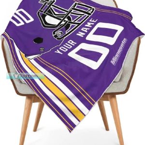 Custom Minnesota Vikings Big Helmet Stripes Plush Blanket 4