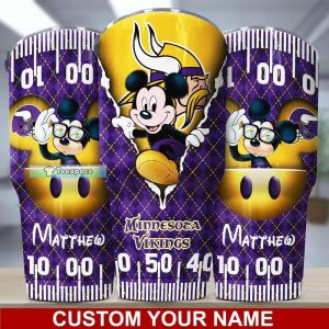 Custom Minnesota Vikings Mickey Caro Pattern Tumbler 1
