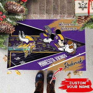 Custom Minnesota Vikings Mickey Player Football Doormat 1