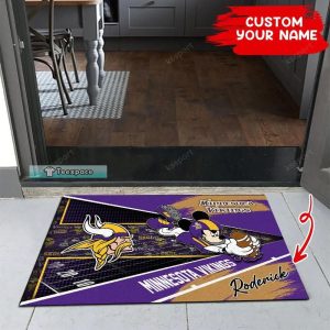 Custom Minnesota Vikings Mickey Player Football Doormat 2