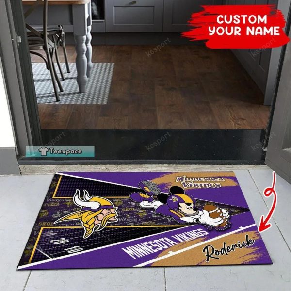 Custom Minnesota Vikings Mickey Player Football Doormat