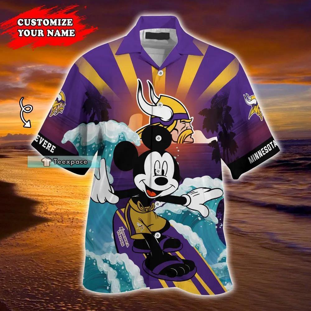 Custom Minnesota Vikings Mickey Surfing Summer Hawaii Shirt 3