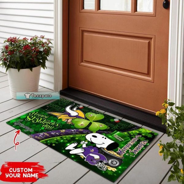 Custom Minnesota Vikings Snoopy Happy St. Patrick’s Day Doormat
