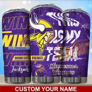Custom Minnesota Vikings This is My Team Scratch Texture Tumbler 2