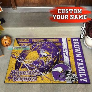 Custom Minnesota Vikings Thunder Football Doormat 1