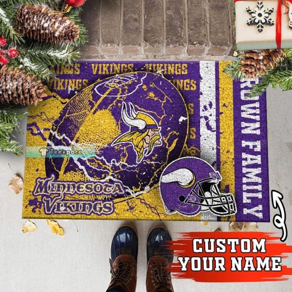 Custom Minnesota Vikings Thunder Football Doormat