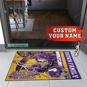 Custom Minnesota Vikings Thunder Football Doormat 3