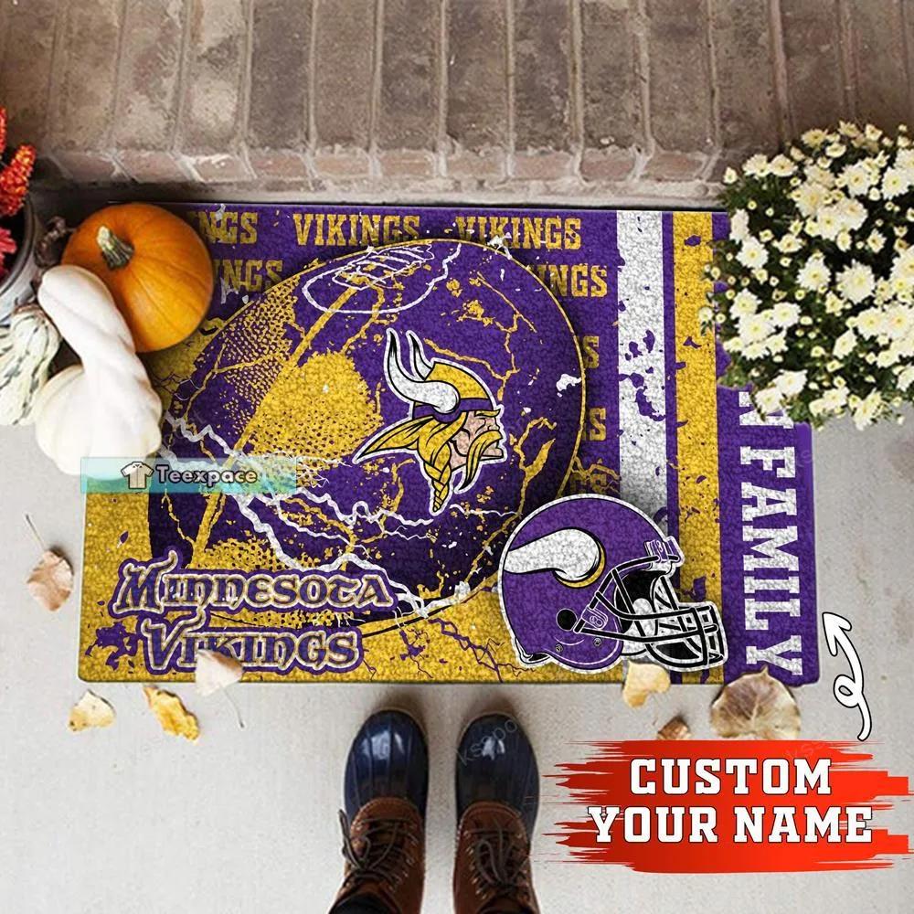 Custom Minnesota Vikings Thunder Football Doormat 4