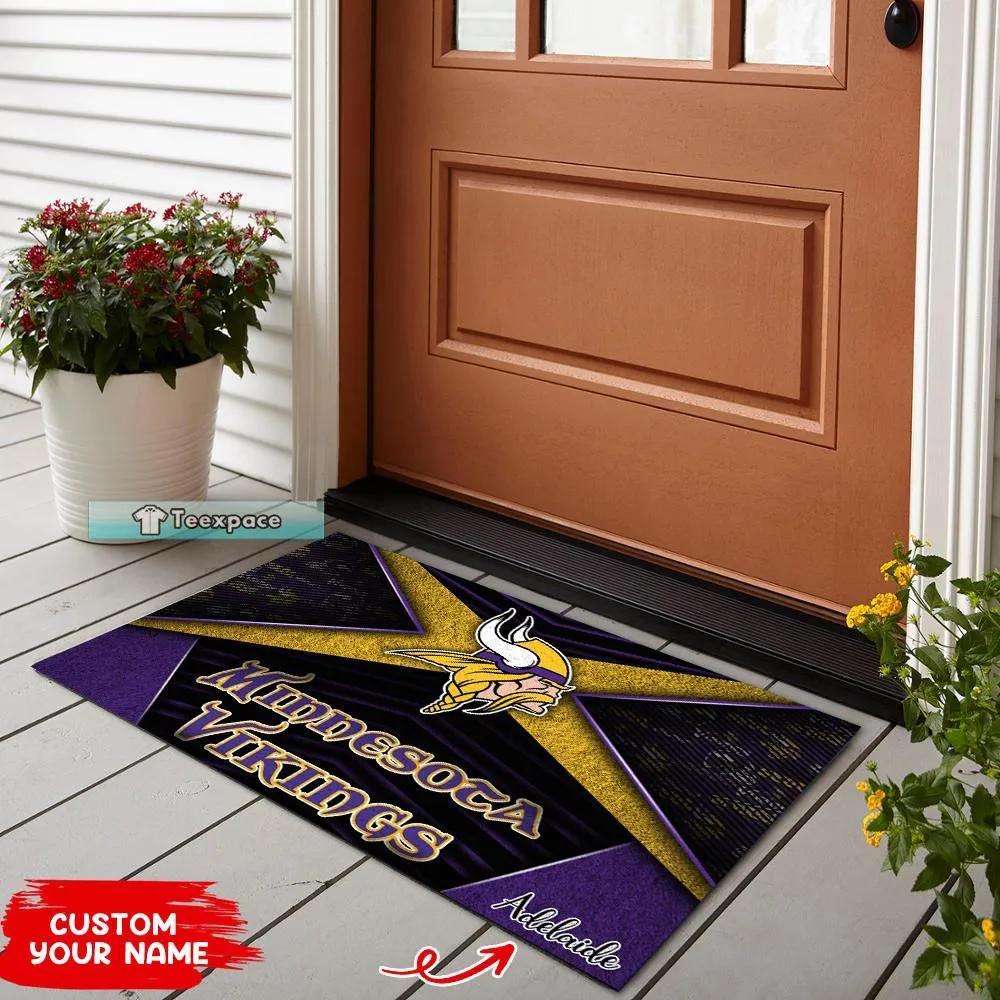Custom Minnesota Vikings X Stripes Texture Doormat 1