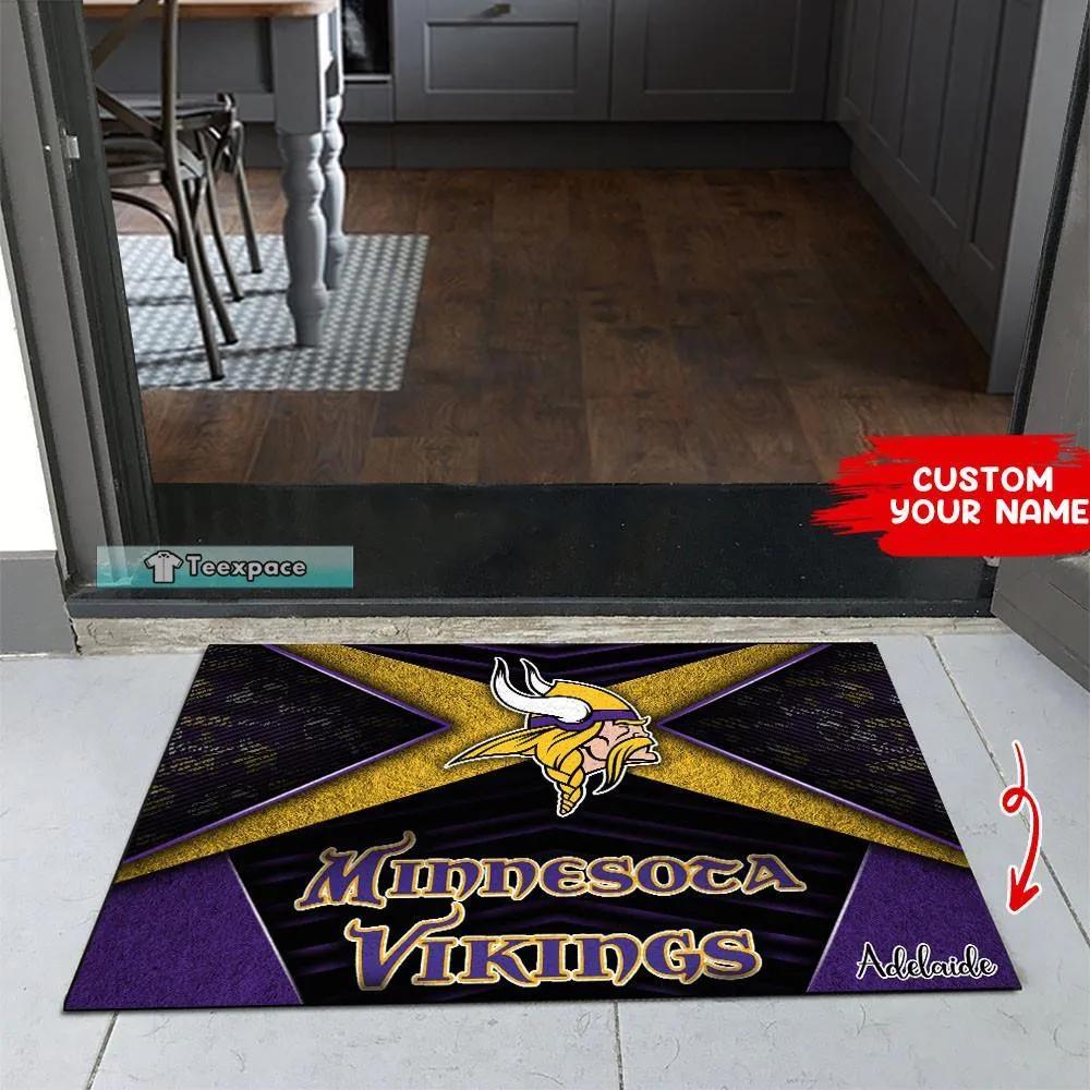 Custom Minnesota Vikings X Stripes Texture Doormat 2