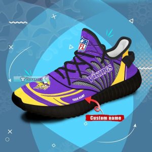 Custom Name Net Pattern Minnesota Vikings Yeezy Shoes 1