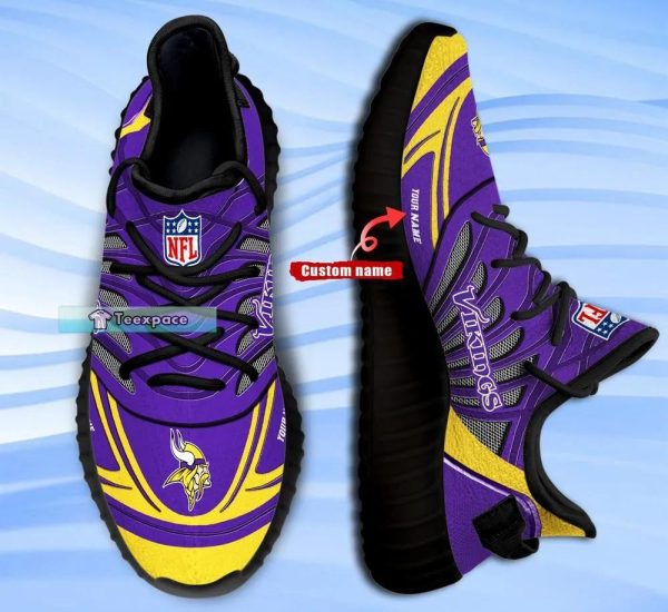 Custom Name Net Pattern Minnesota Vikings Yeezy Shoes