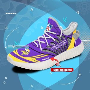 Custom Name Net Pattern Minnesota Vikings Yeezy Shoes 7