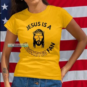 Iowa Hawkeyes Jesus Is A Hawkeyes Fan T Shirt Womens