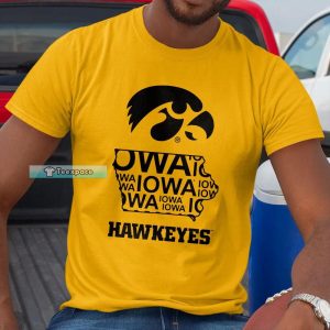 Iowa Hawkeyes Logo Map Letter Pattern Crewneck T shirt