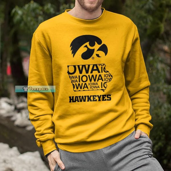 Iowa Hawkeyes Logo Map Letter Pattern Shirt