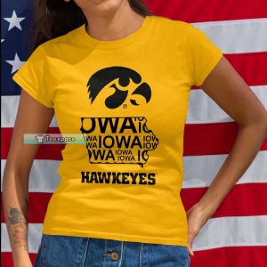 Iowa Hawkeyes Logo Map Letter Pattern T Shirt Womens
