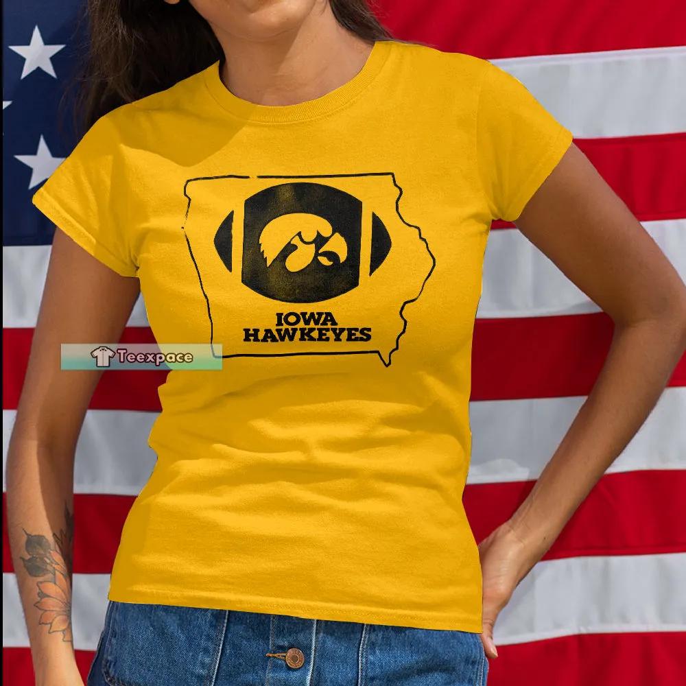 Iowa Hawkeyes Rugby Ball Logo T Shirt Womens