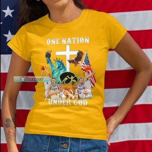 Iowa Hawkeyes Usa One Nation Under God T Shirt Womens