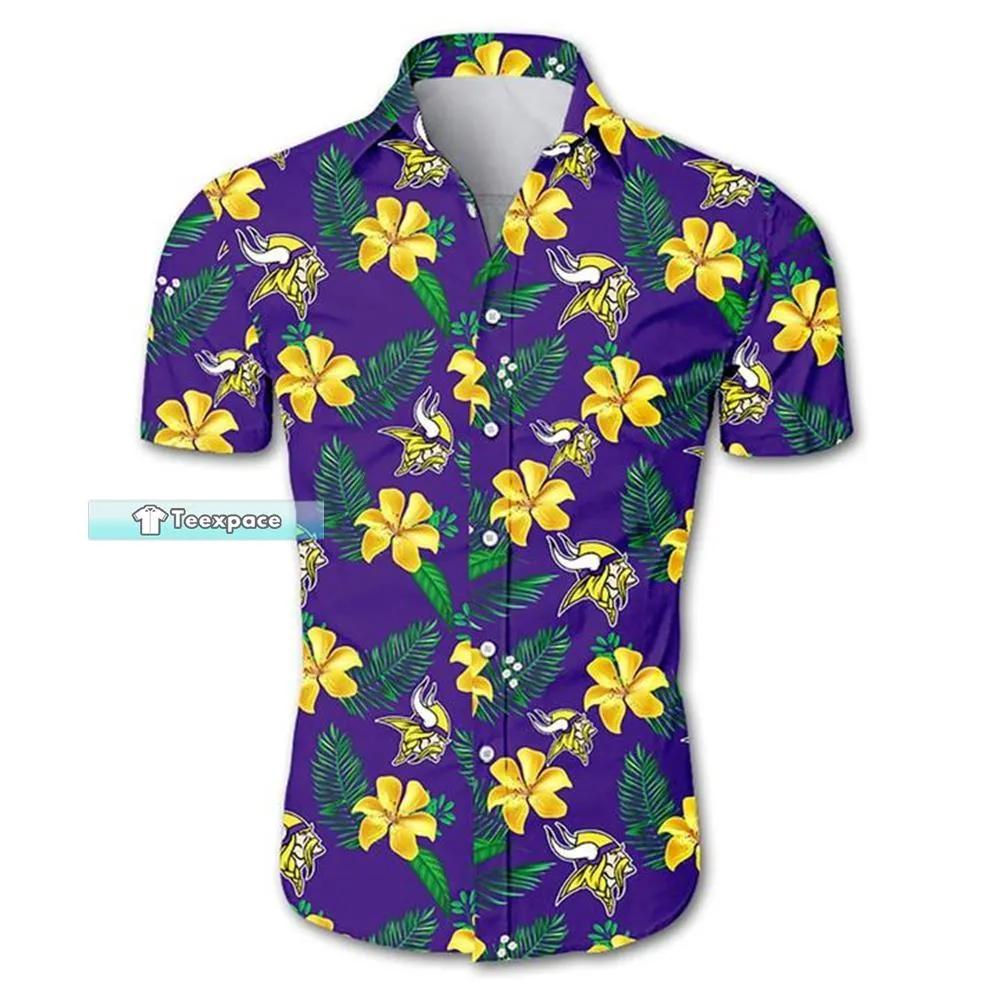 Minnesota Vikings Aloha Flower Texture Hawaiian Shirt