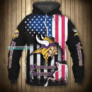 Minnesota Vikings American Flag Crack Texture Hoodie 1