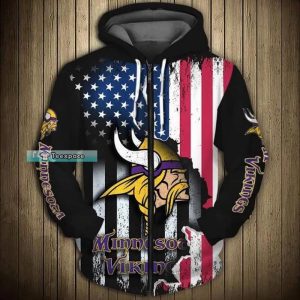 Minnesota Vikings American Flag Crack Texture Hoodie 2
