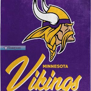Minnesota Vikings Big Logo Pattern Fuzzy Blanket 1