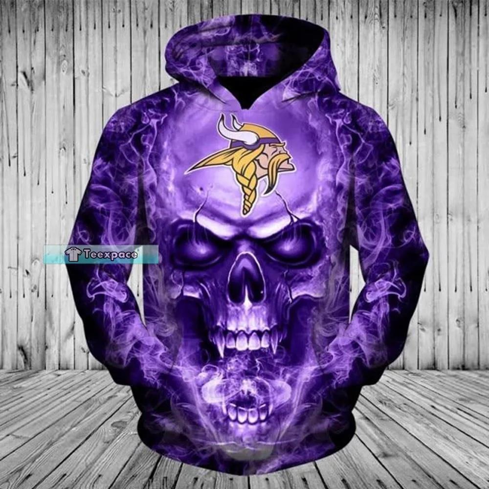 Minnesota Vikings Blue Flame Skull Hoodie
