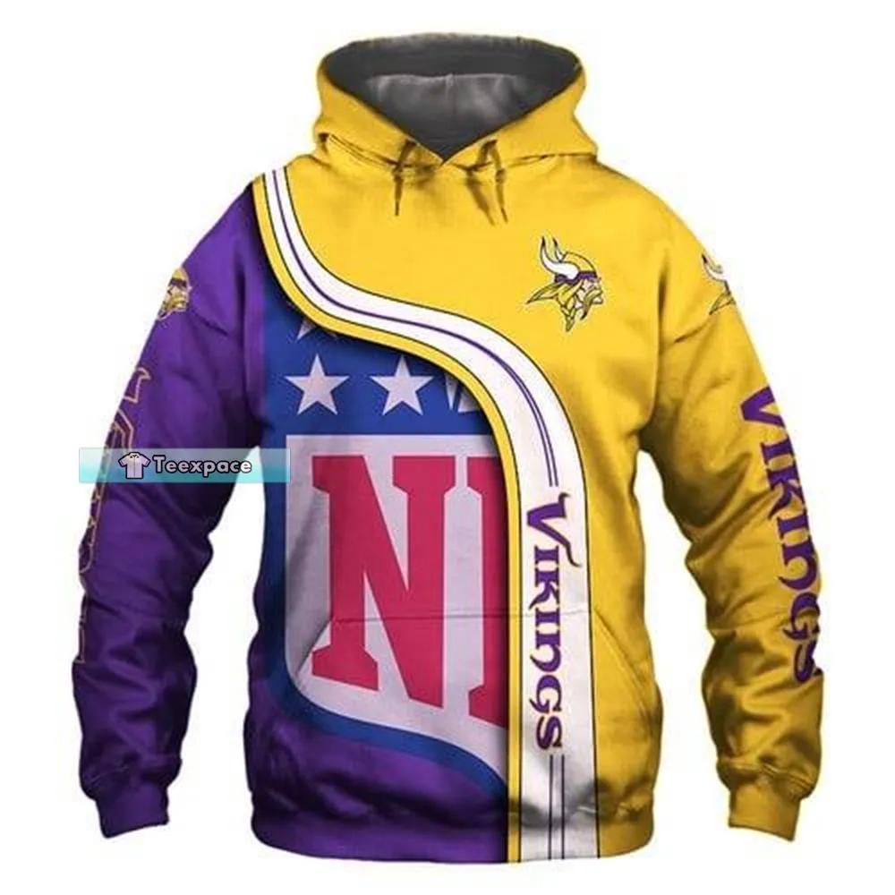 Minnesota Vikings Curved NFL Pattern Hoodie