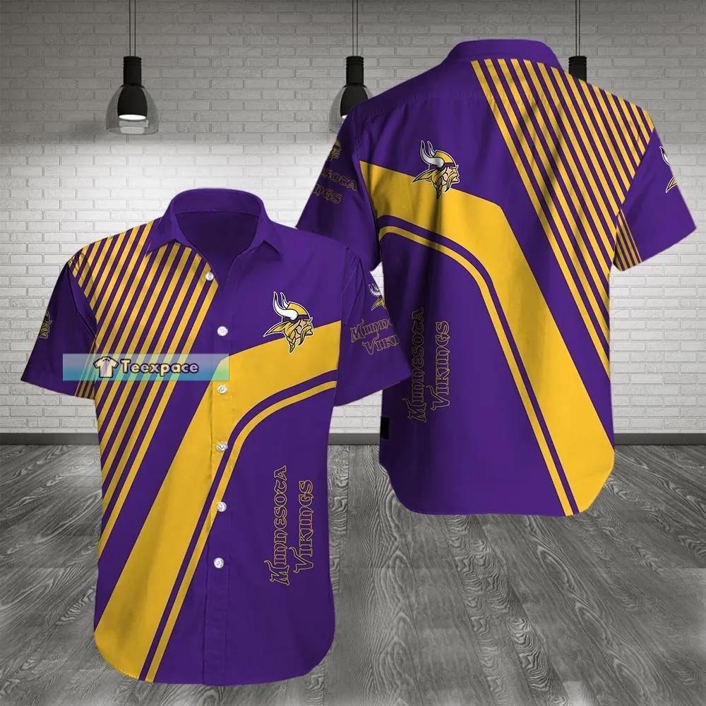 Minnesota Vikings Curved Stripes Pattern Hawaiian Shirt