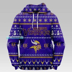 Minnesota Vikings Dark Navy Christmas Pattern Hoodie 1