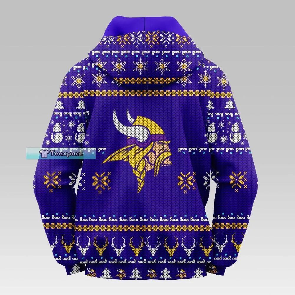 Minnesota Vikings Dark Navy Christmas Pattern Hoodie 2