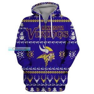 Minnesota Vikings Dark Navy Christmas Pattern Hoodie 3