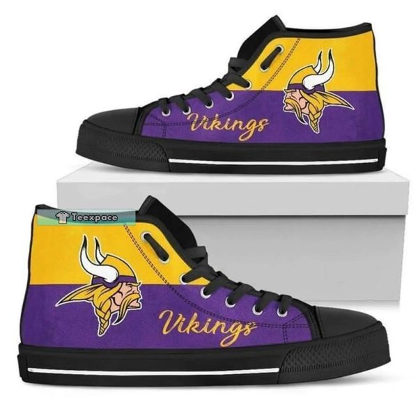 Minnesota Vikings Divided Color High Top Canvas Shoes Vikings Shoes