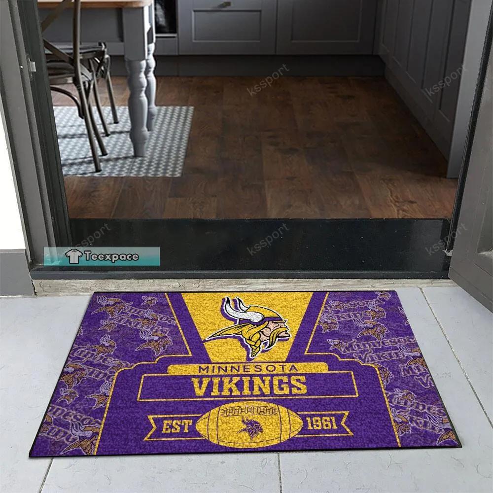 Minnesota Vikings EST 1961 Logo Pattern Doormat 3