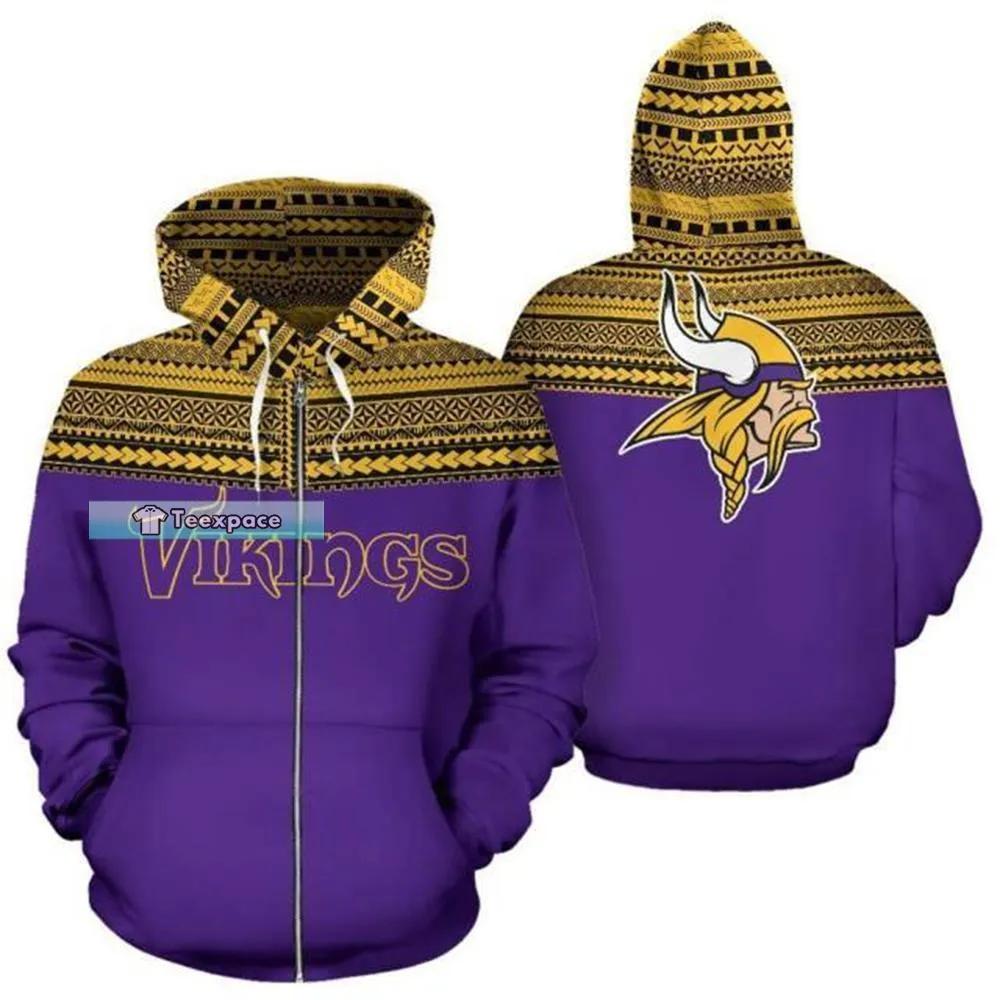 Minnesota Vikings Ethics Pattern Zipper Hoodie 2