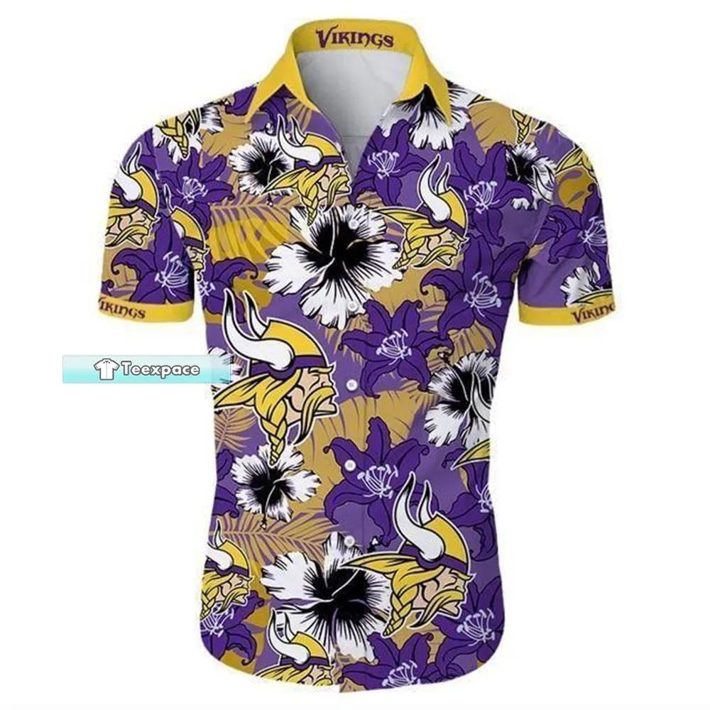 Minnesota Vikings Floral Tropical Pattern Hawaiian Shirt