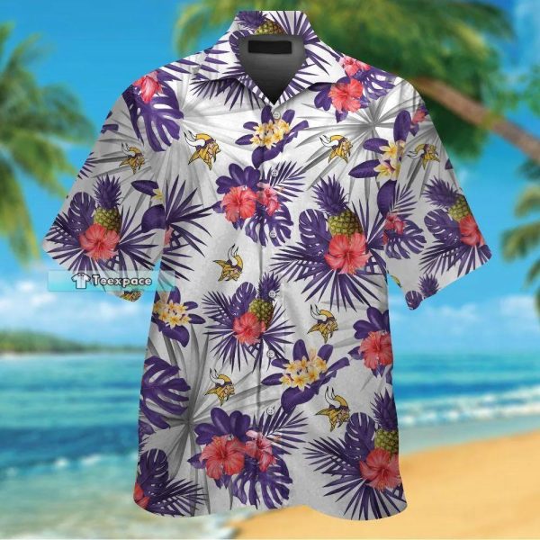 Minnesota Vikings Flower Fruit Tropical Pattern Hawaiian Shirt
