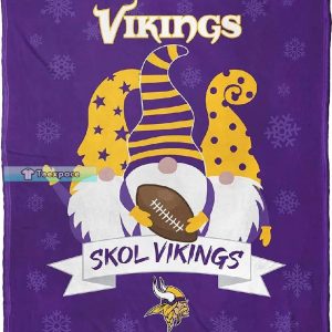 Minnesota Vikings Gnomie Christmas Throw Blanket 1