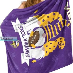 Minnesota Vikings Gnomie Christmas Throw Blanket 2