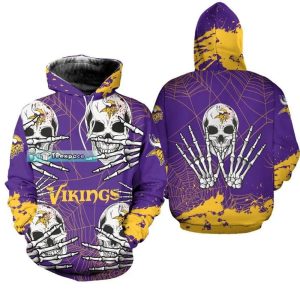 Minnesota Vikings Halloween Finger Skull Hoodie 1