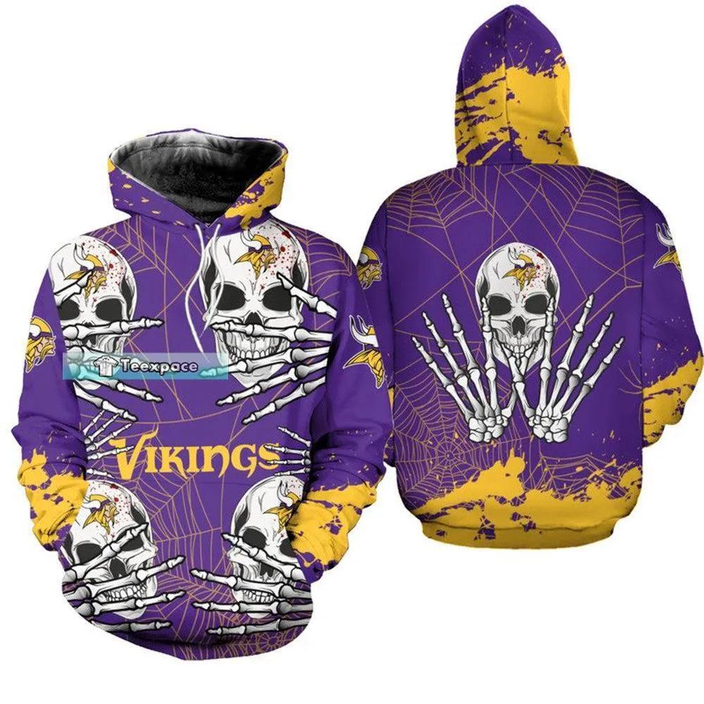 Minnesota Vikings Halloween Finger Skull Hoodie