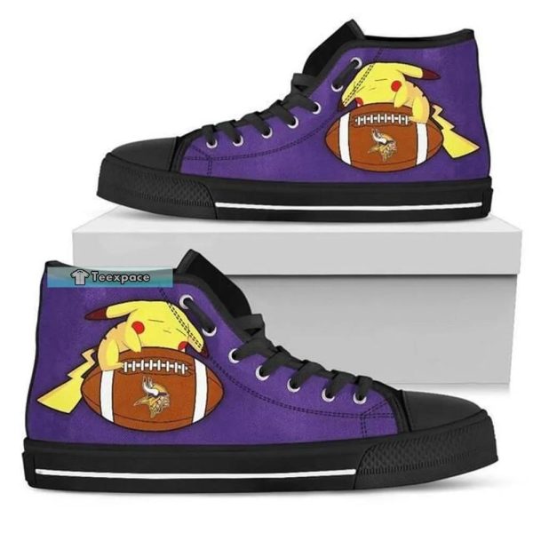 Minnesota Vikings Like Pikachu Laying On Ball High Top Canvas Shoes
