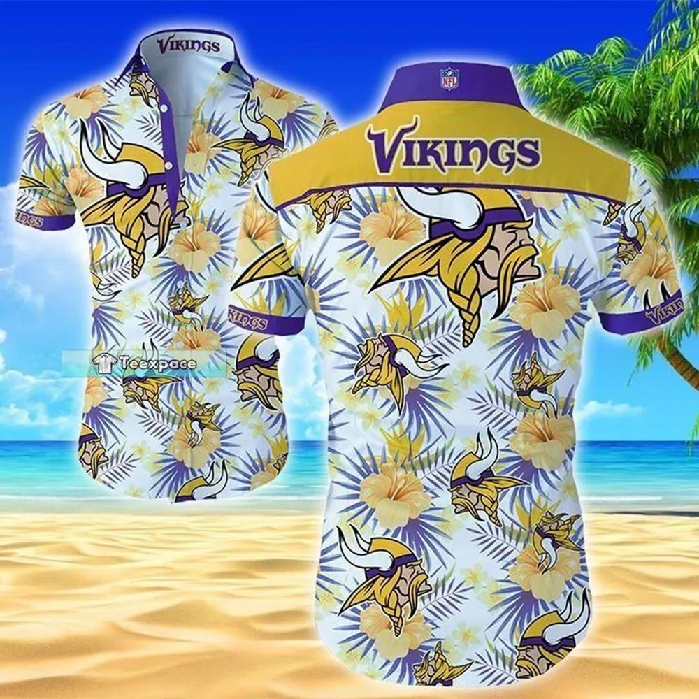 Minnesota Vikings Logo Flower Texture Hawaiian Shirt