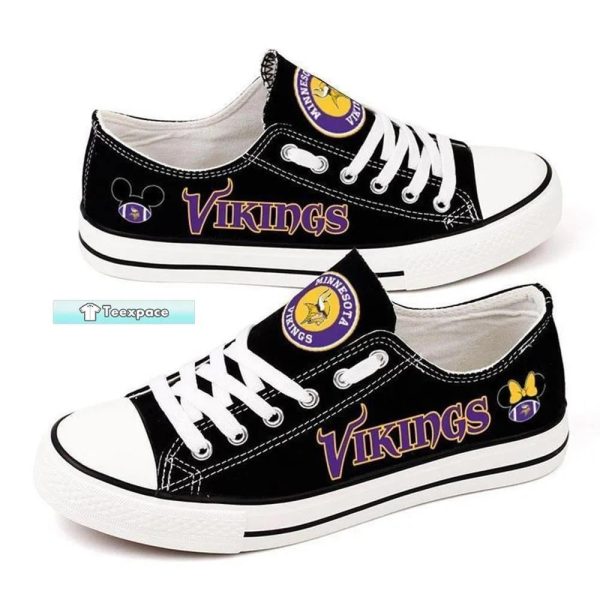 Minnesota Vikings Mickey Low Top Canvas Shoes Vikings Mens Shoes