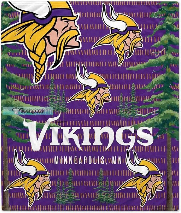 Minnesota Vikings Pines Stripes Pattern Fleece Blanket