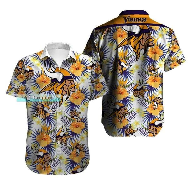 Minnesota Vikings Tropical Flower Texture Hawaiian Shirt