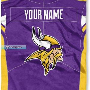 Personalized Big Logo Texture Minnesota Vikings Throw Blanket 1